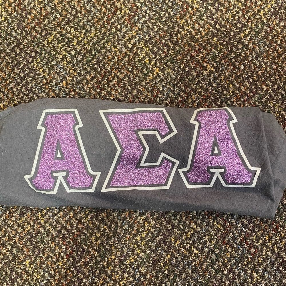 Alpha Sigma Alpha glitter letters grey tank top ASA shirt